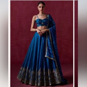 Elegant Royal Blue Embroidered Lehenga Set